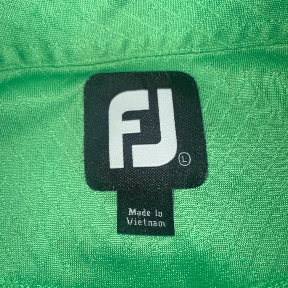 FootJoy Mens Quail Hollow Country Club Golf Polo Shirt Lime Green Textured L - Picture 5 of 11